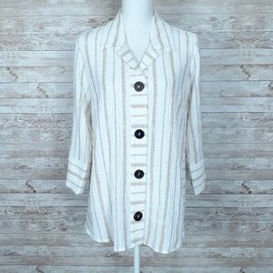 JM Collection Woven Top M Striped Button Up 722